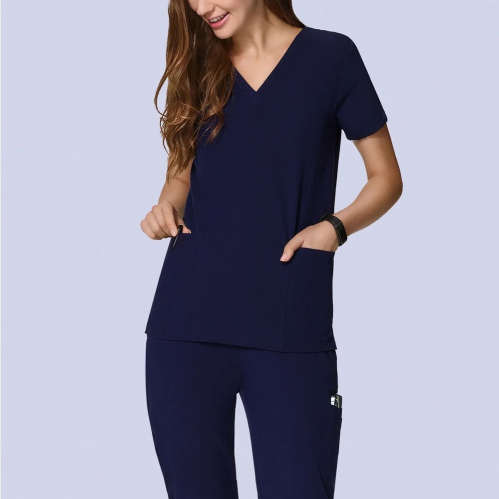 Mandala Navy Blue Scrub Top